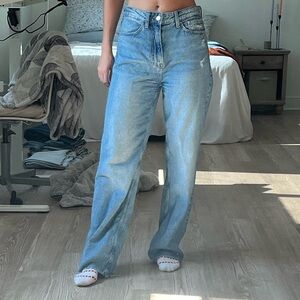 H&M wide leg high rise jeans